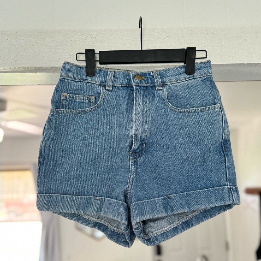 American Apparel Blue Jean Shorts High-Waisted Vintage Style